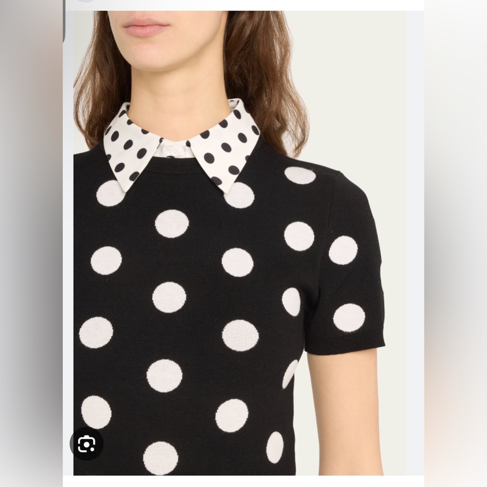 Alice + Olivia Black and White Polka Dot Sweater